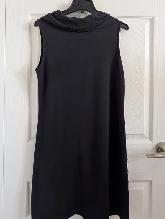 Desigual Purple  Knit Sleeveless Cowl Neck Dress Embroidered Boho Fringe Hem L - Picture 3 of 8